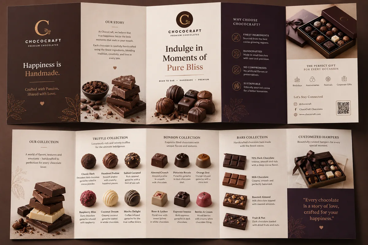 Chococraft premium chocolate brand catalog spread