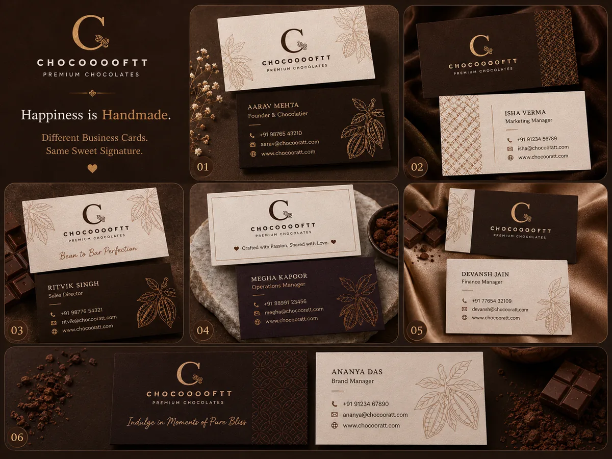 Premium chocolate brand business card mockups