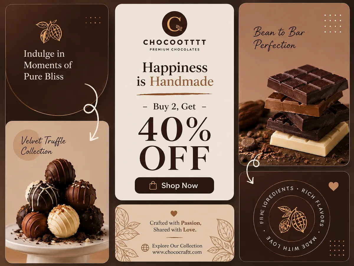 Premium chocolate brand social media ad templates