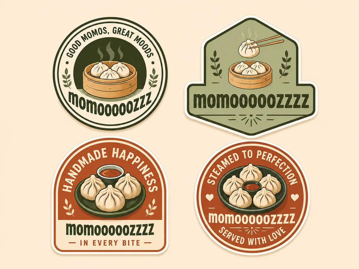 Momo brand sticker and badge designs