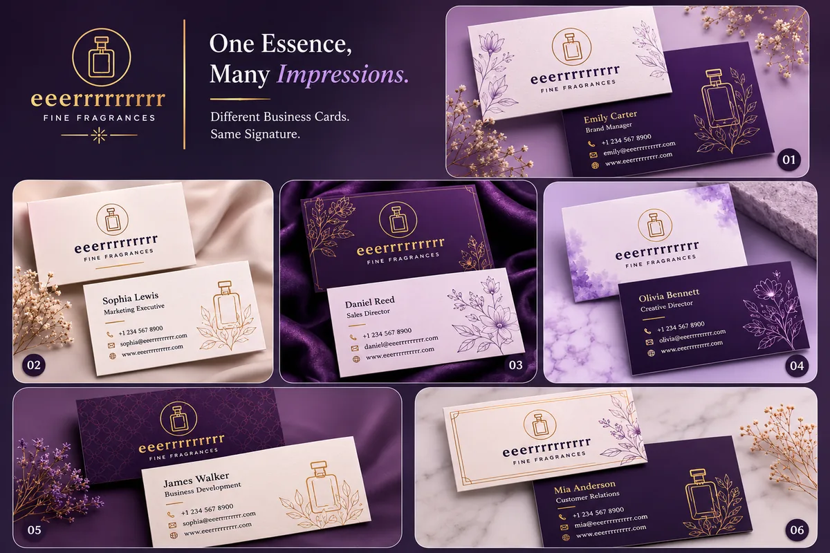 Fine fragrance brand business card mockups