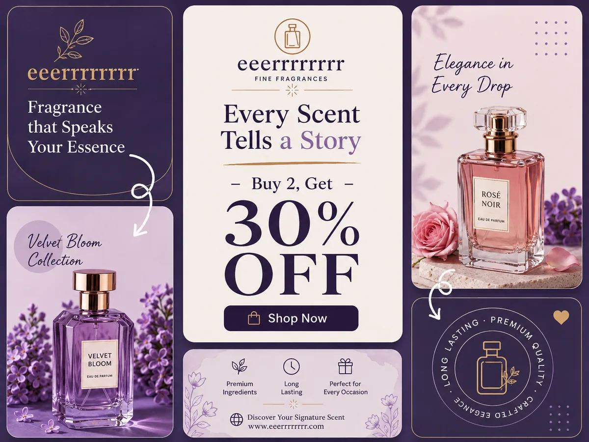 Fragrance brand social media ad templates